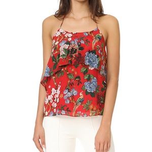 Alice & Olivia Marybeth Tie Neck Ruffle Top